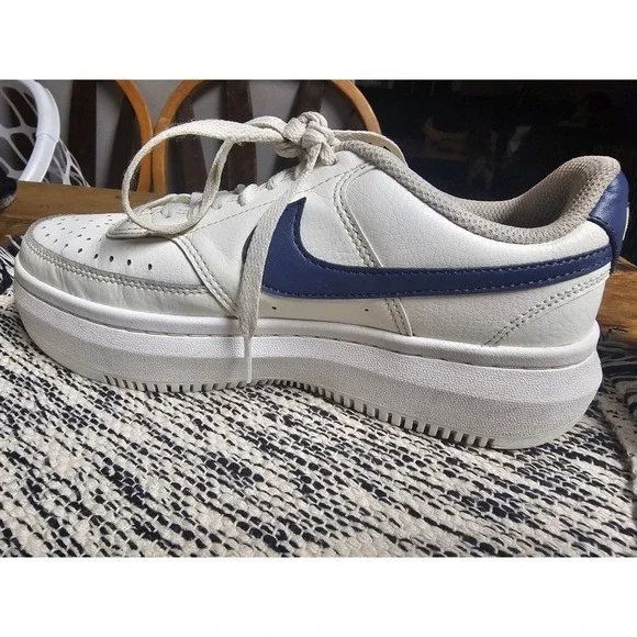 Nike Court Vision Alta Sail/D-Blue Women's Leather Sneakers - Size 7.5 - Picture 9 of 13